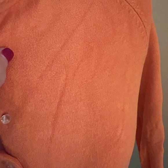 Evie Cardigan Sweater Pumpkin color Crystal buttons Large - Picture 8 of 9